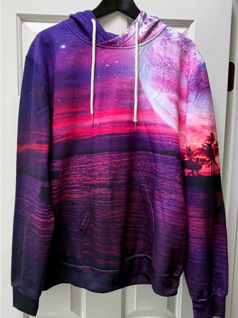 New Without Tag. Men's Hoodie, Galaxy Moon and Ocean Sunset
